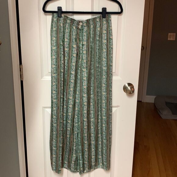 Free People Wide Leg Striped‎ Floral Pant - Picture 1 of 6